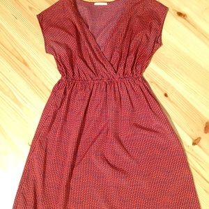 Orange and blue silky dress